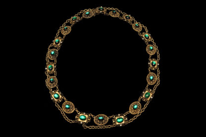 Big Necklace Gold/Amethist And Emerald 5