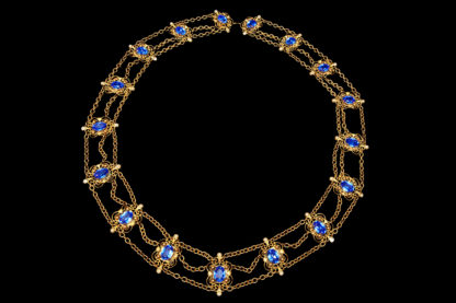 Big Necklace Gold/Sapphire And Turquoise 7